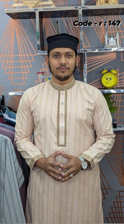 Eid - Strip Cotton Code-147 ( Pestel peach )